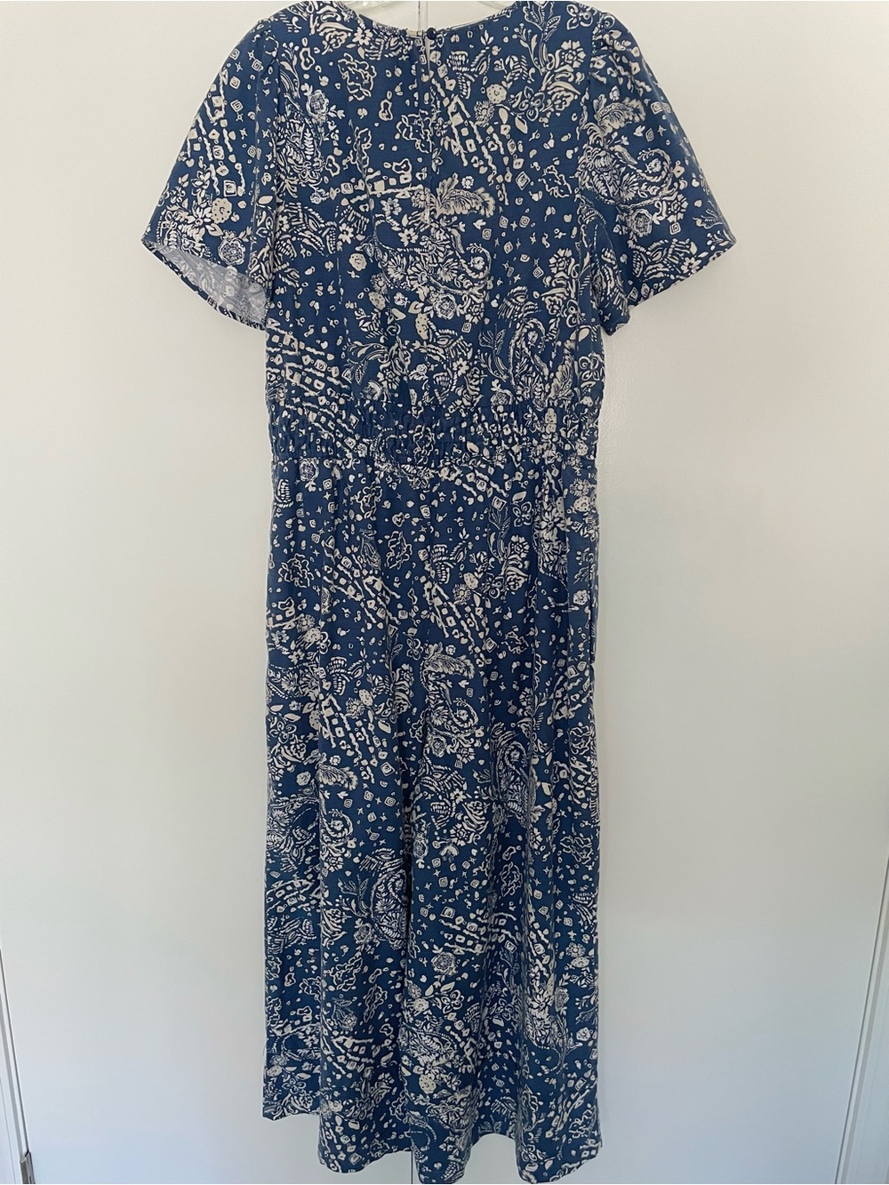 Anthropologie The Somerset Wide Leg Jumpsuit Blue White Floral L Short Sleeve - Picture 10 of 16